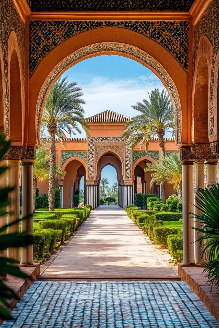 Moroccan Palace With Mosaic Tile and Arches