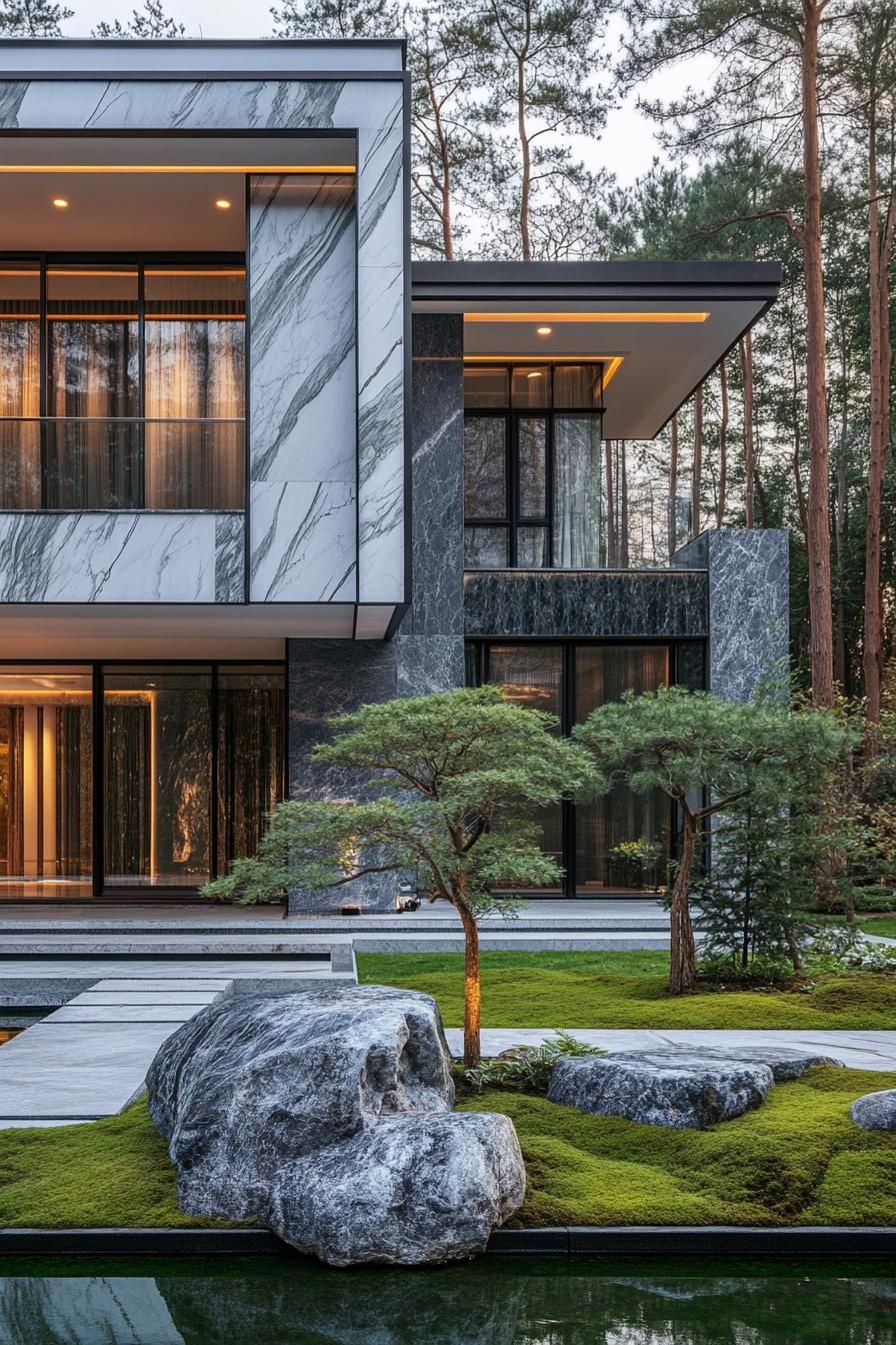 Contemporary House Featuring a Zen Garden