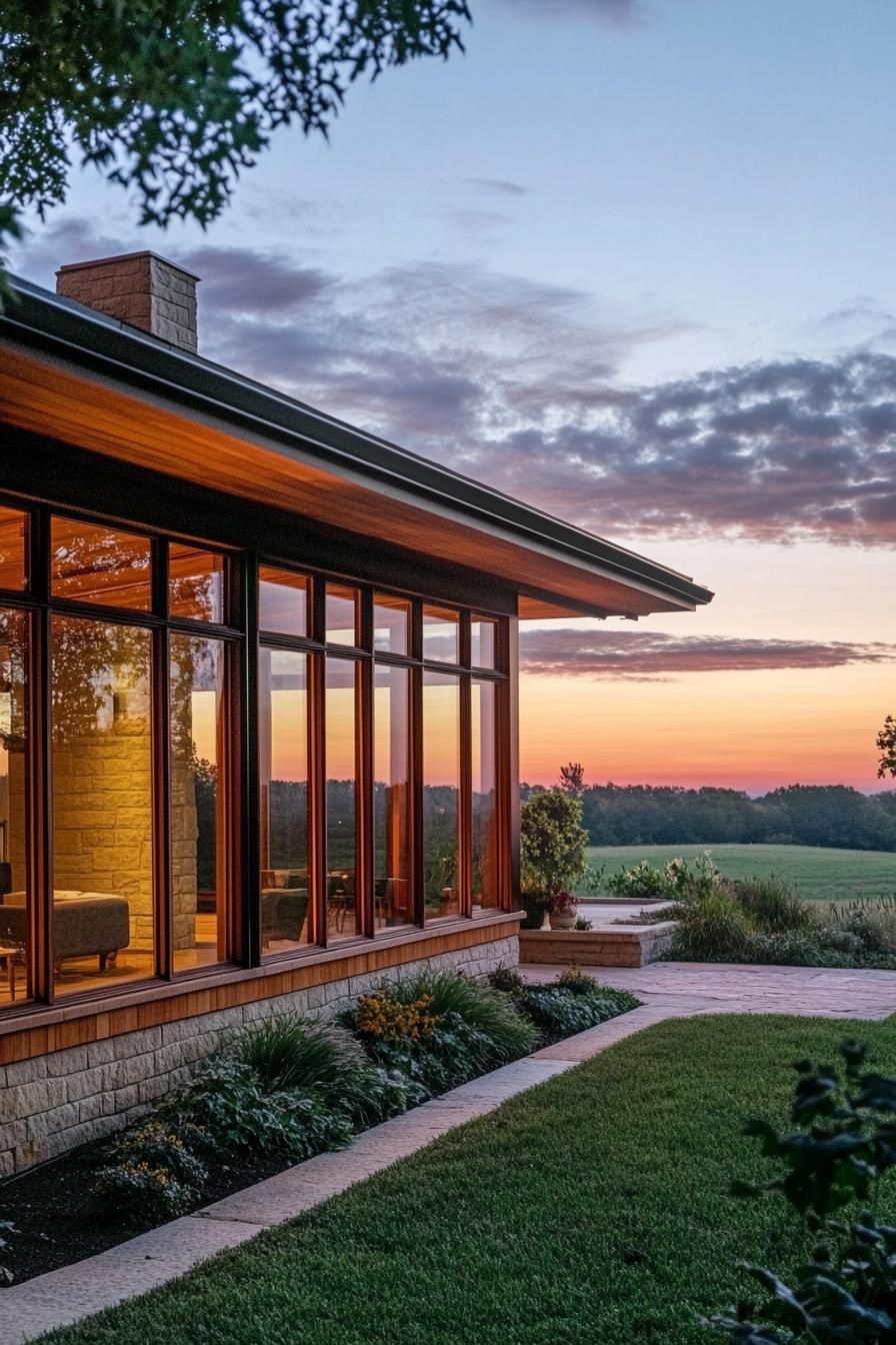 Wood-Framed Windows and Large Glass Panes