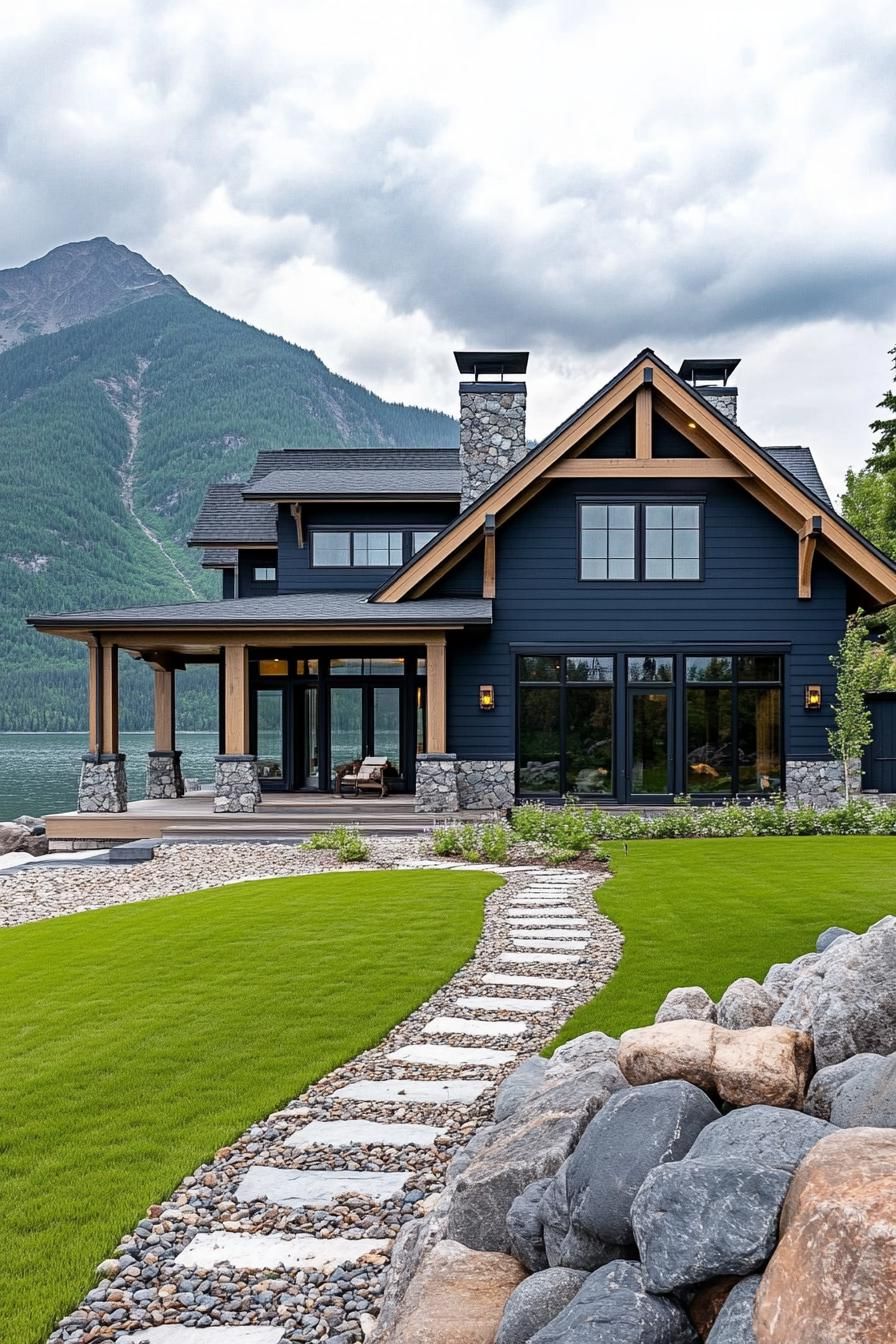A Mountain Chalet Wrapped in Midnight Tones