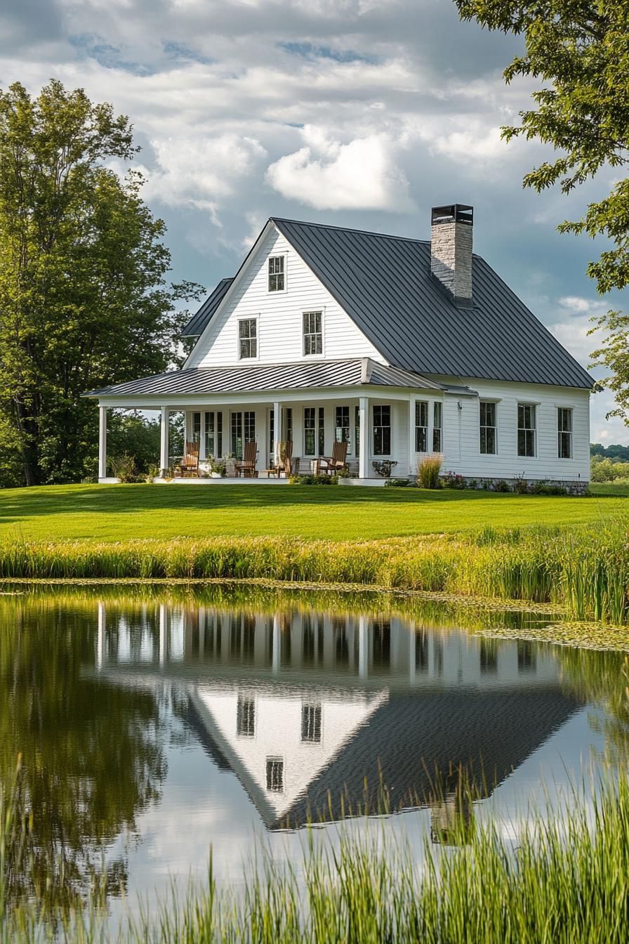 Countryside Home Reflected in a Pond