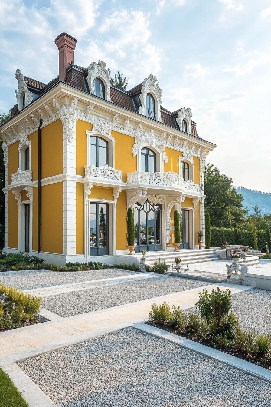 French Chateau Glowing in Full Sunlight