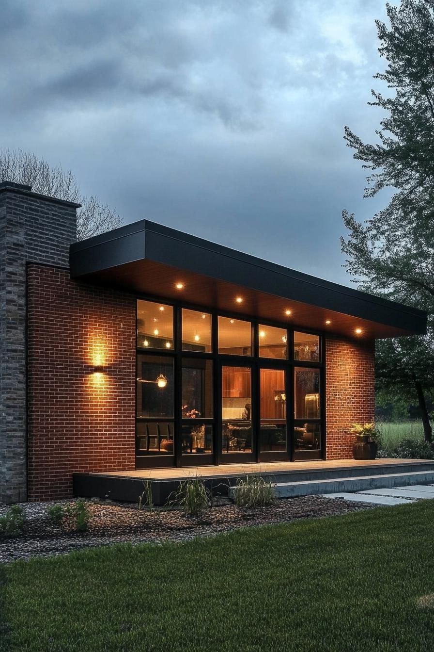 Brick Veneer With Blackened Steel Accents