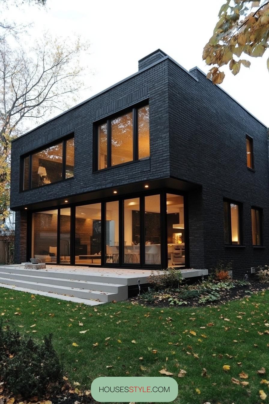 Jet-Black Brick With Crisp White Interiors