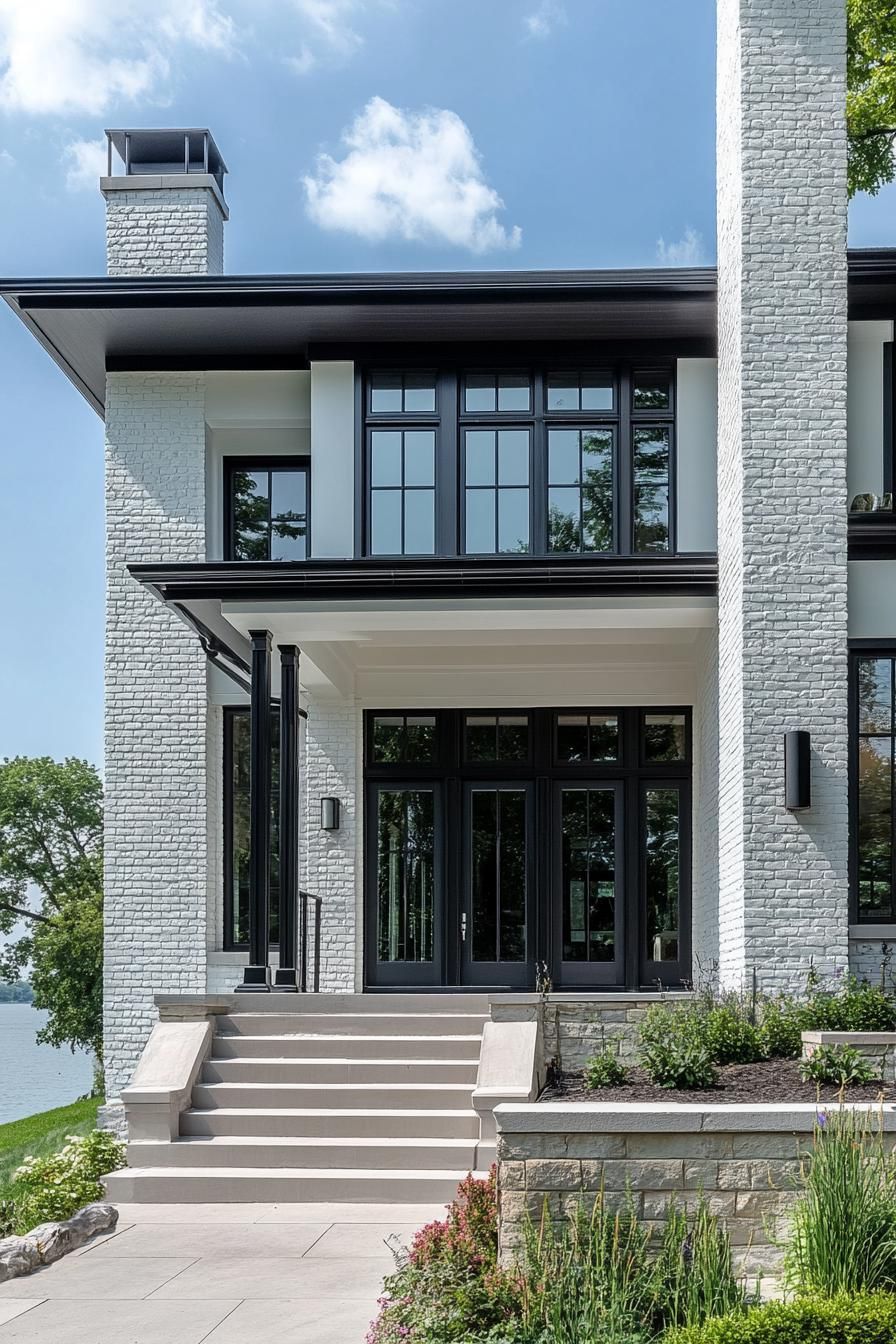 White Brick Paired With Natural Wood Details - photo 3