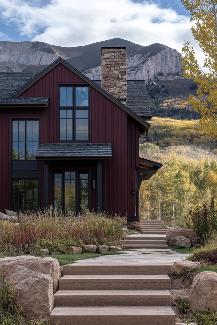A Crimson Cottage Set Among the Cliffs