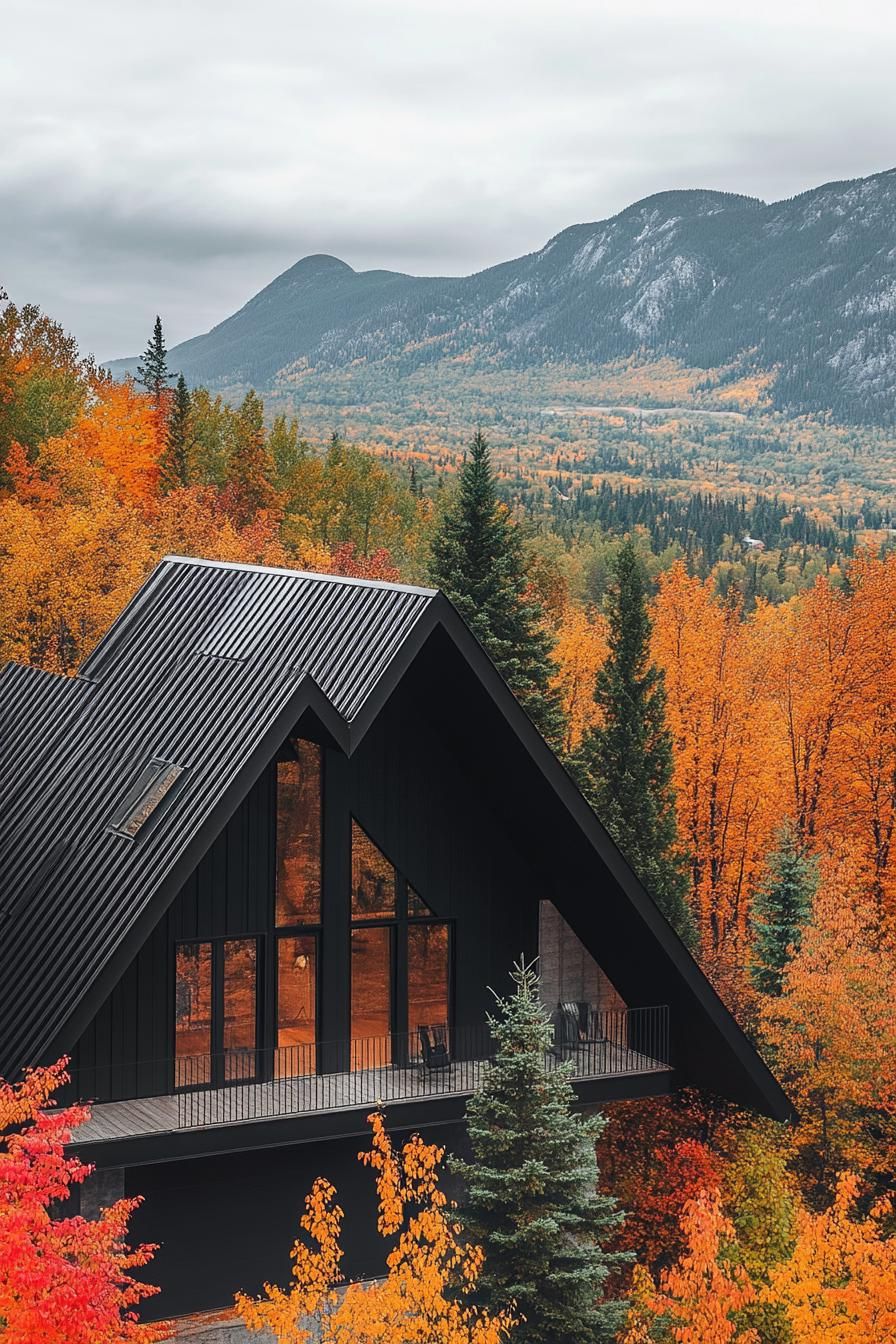 A-frame Cabin With Black Metal Roof