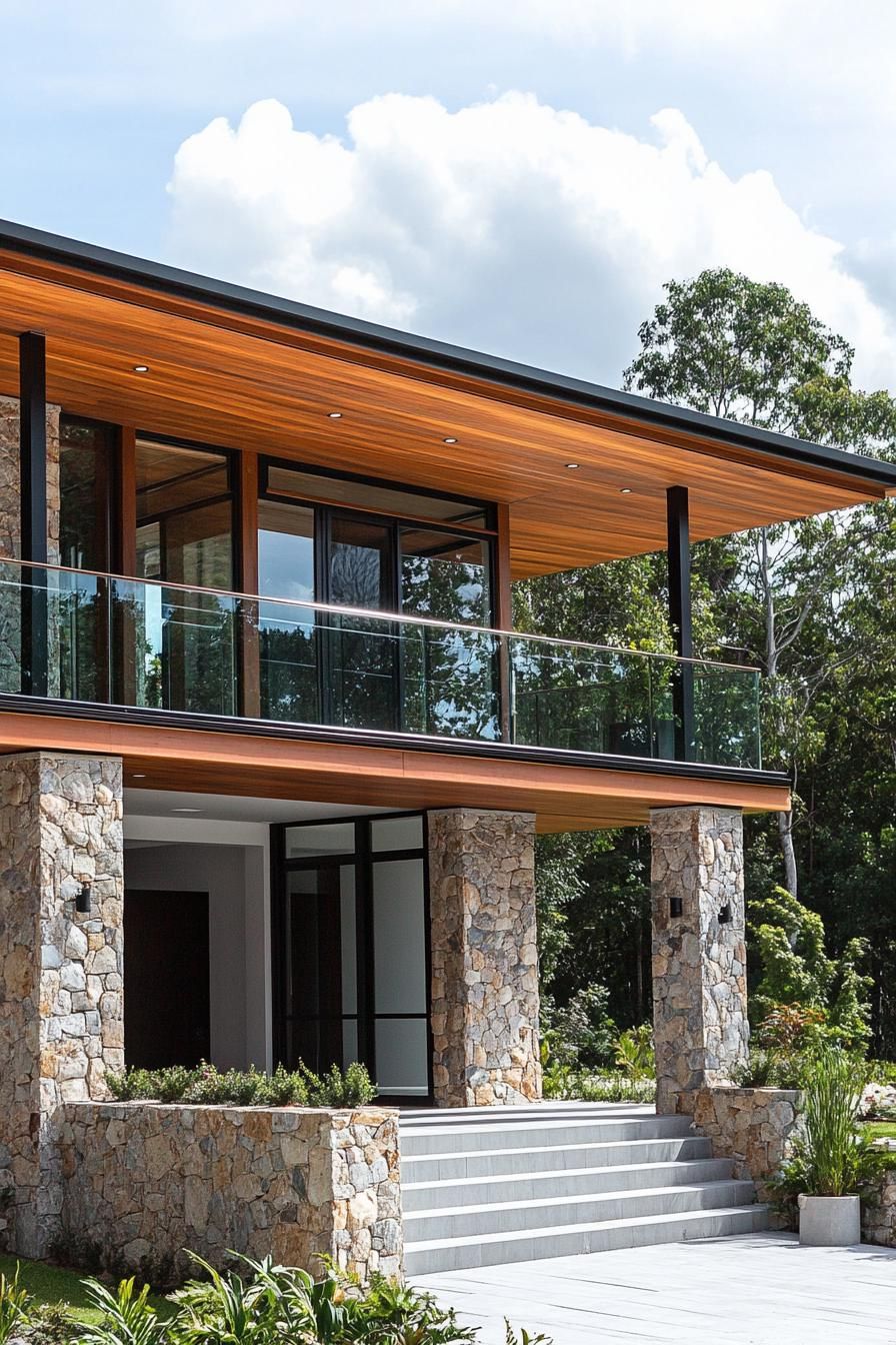 Stone Pillars and Glass Railings on Timber Frames - photo 2