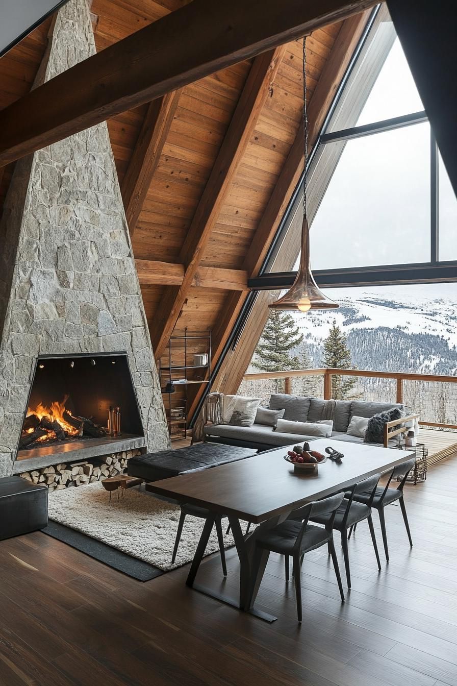 A-Frame Home With Indoor-Outdoor Stone Hearth - photo 3
