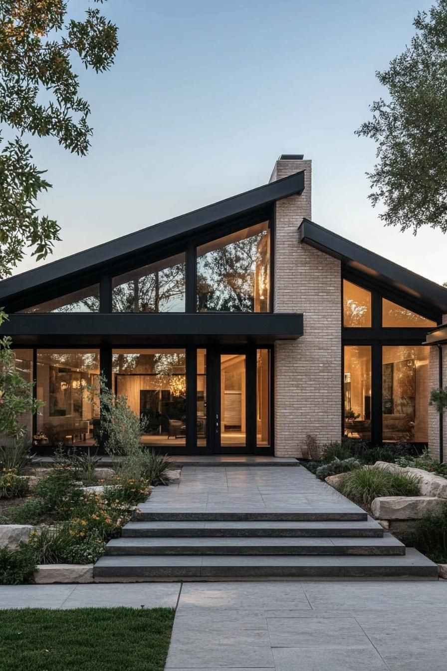 Brick Ranch With Angular Rooflines