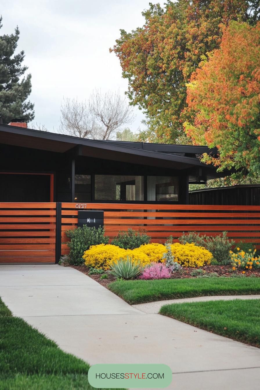 Sleek, Horizontal Wood Slat Fencing