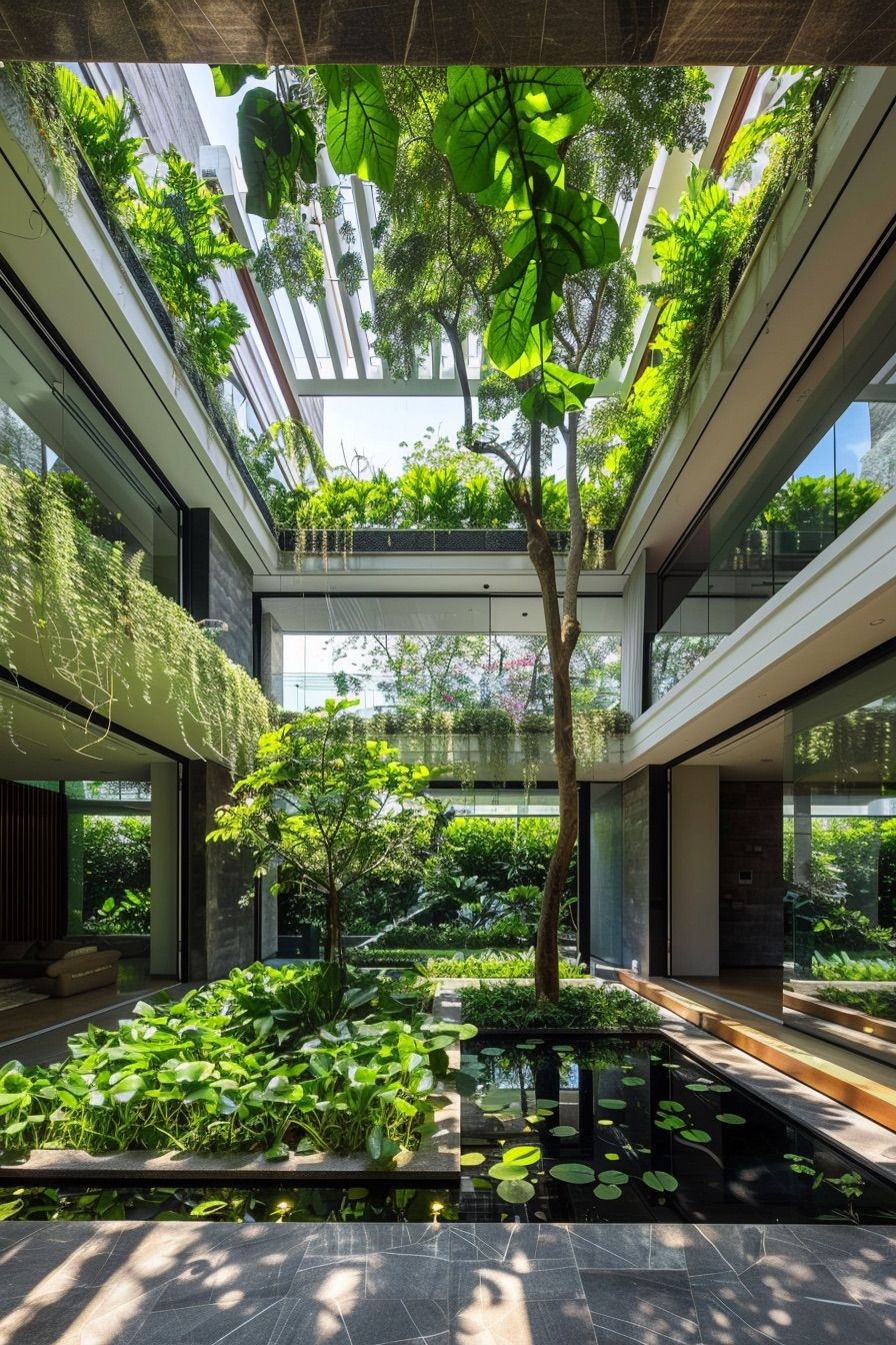 Hanging Plants as a Courtyard Feature