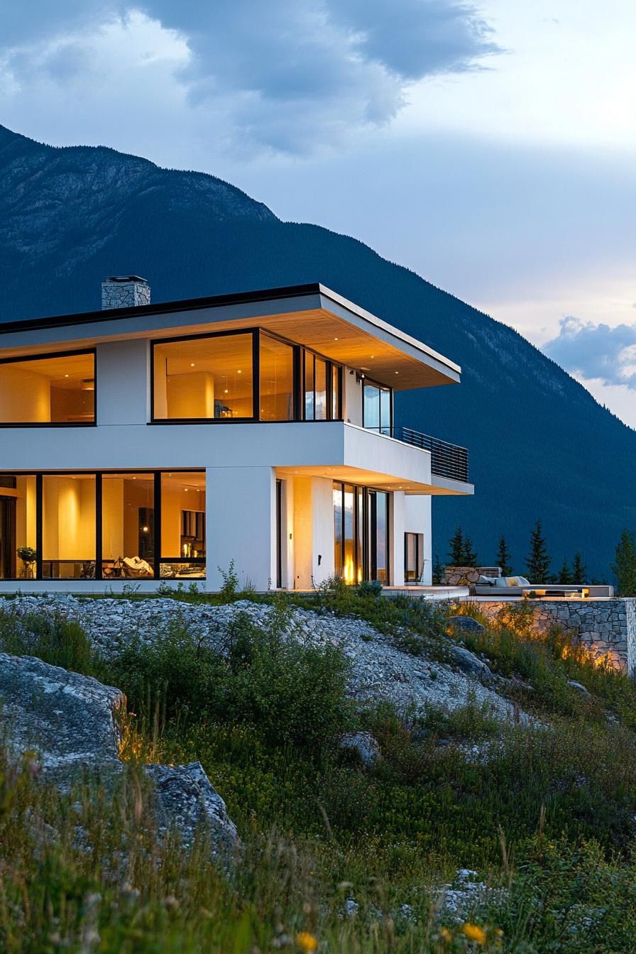 Minimalist White Concrete and Tall Windows - photo 3