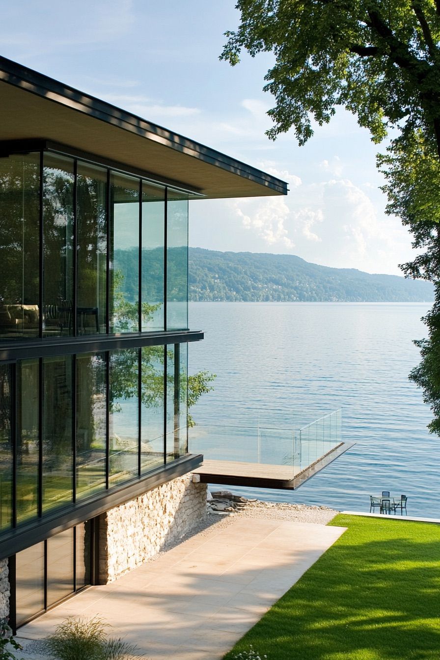 Panoramic Glass Walls for Lake Views