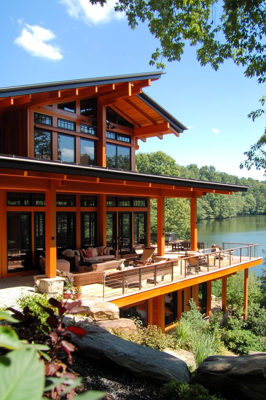 Timber Frames With Deep Overhangs and Floating Decks - photo 4