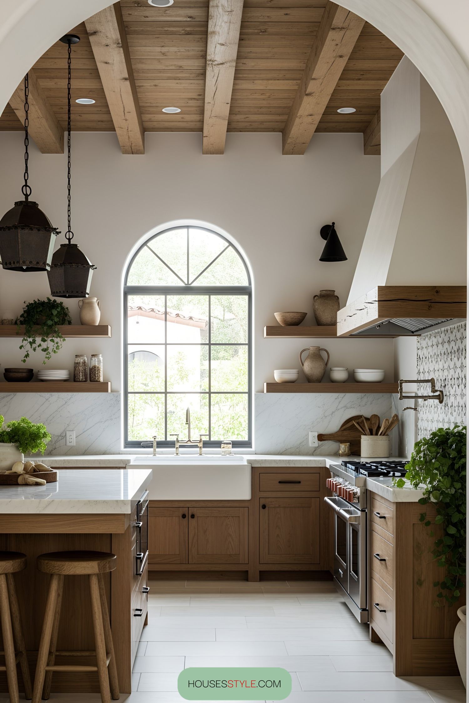 7) Charming Kitchen at a Rustic Spanish Oasis