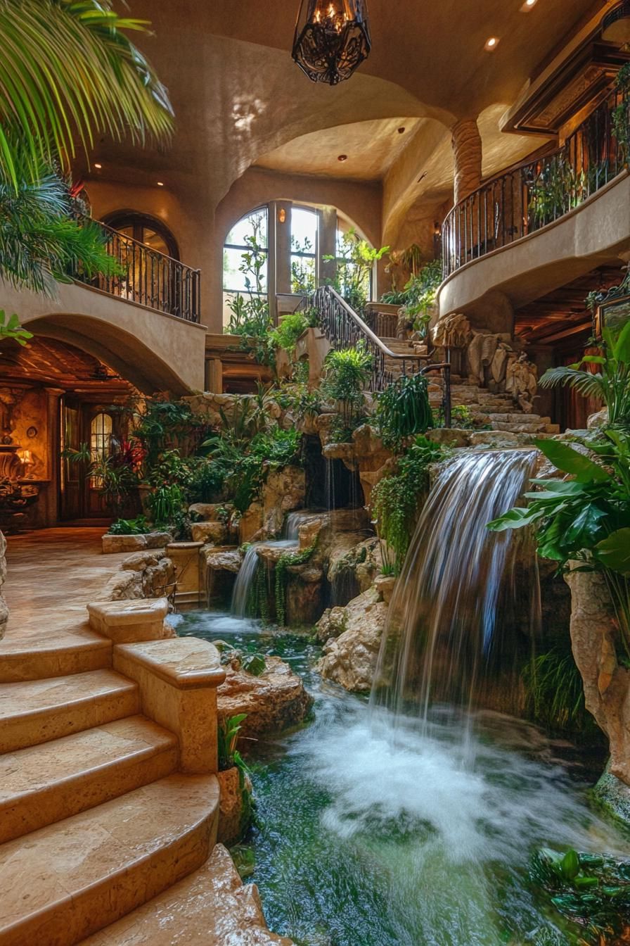 Desert Oasis Mansion With Indoor Waterfalls