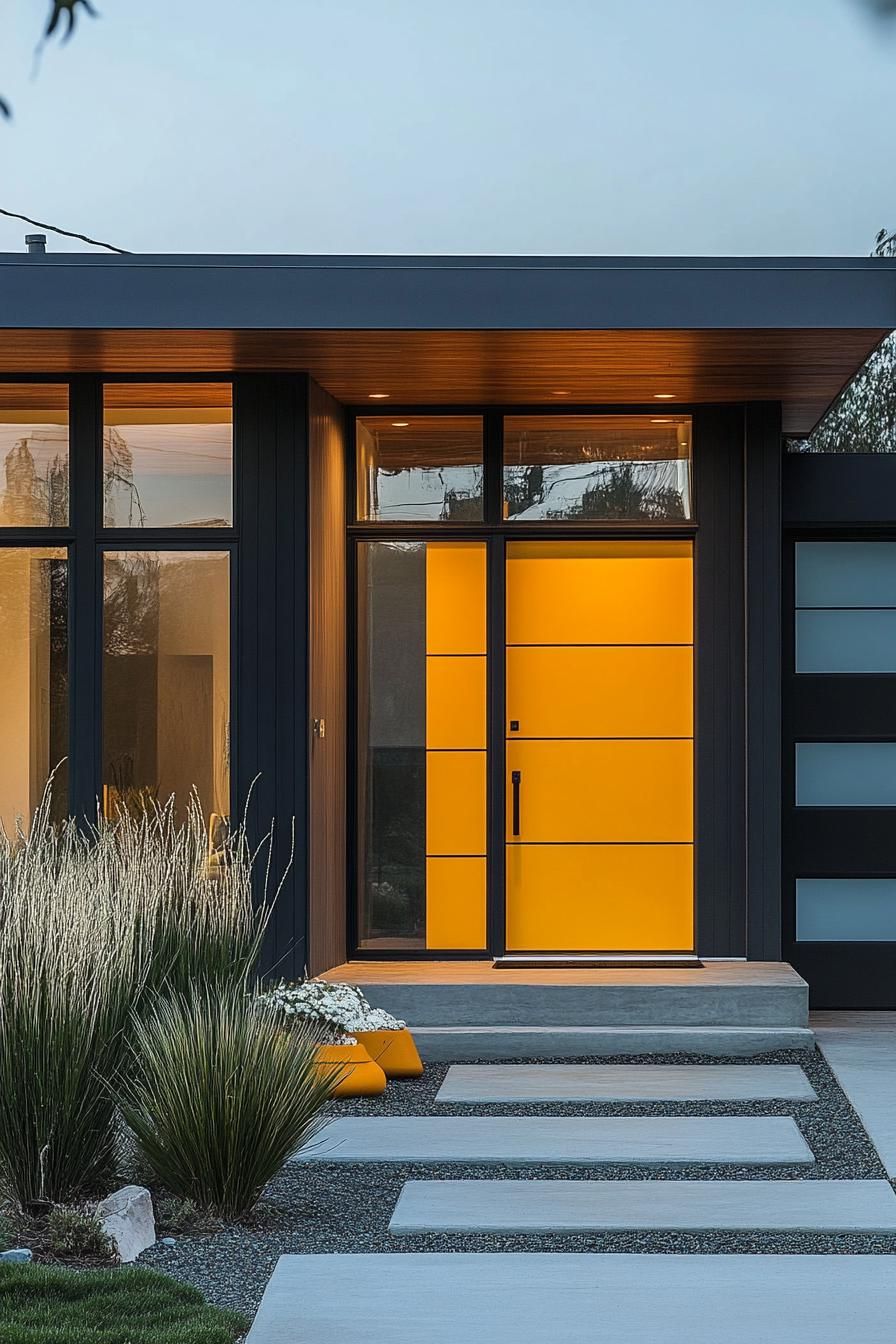 Glossy Sunflower Yellow Door With Frosted Glass