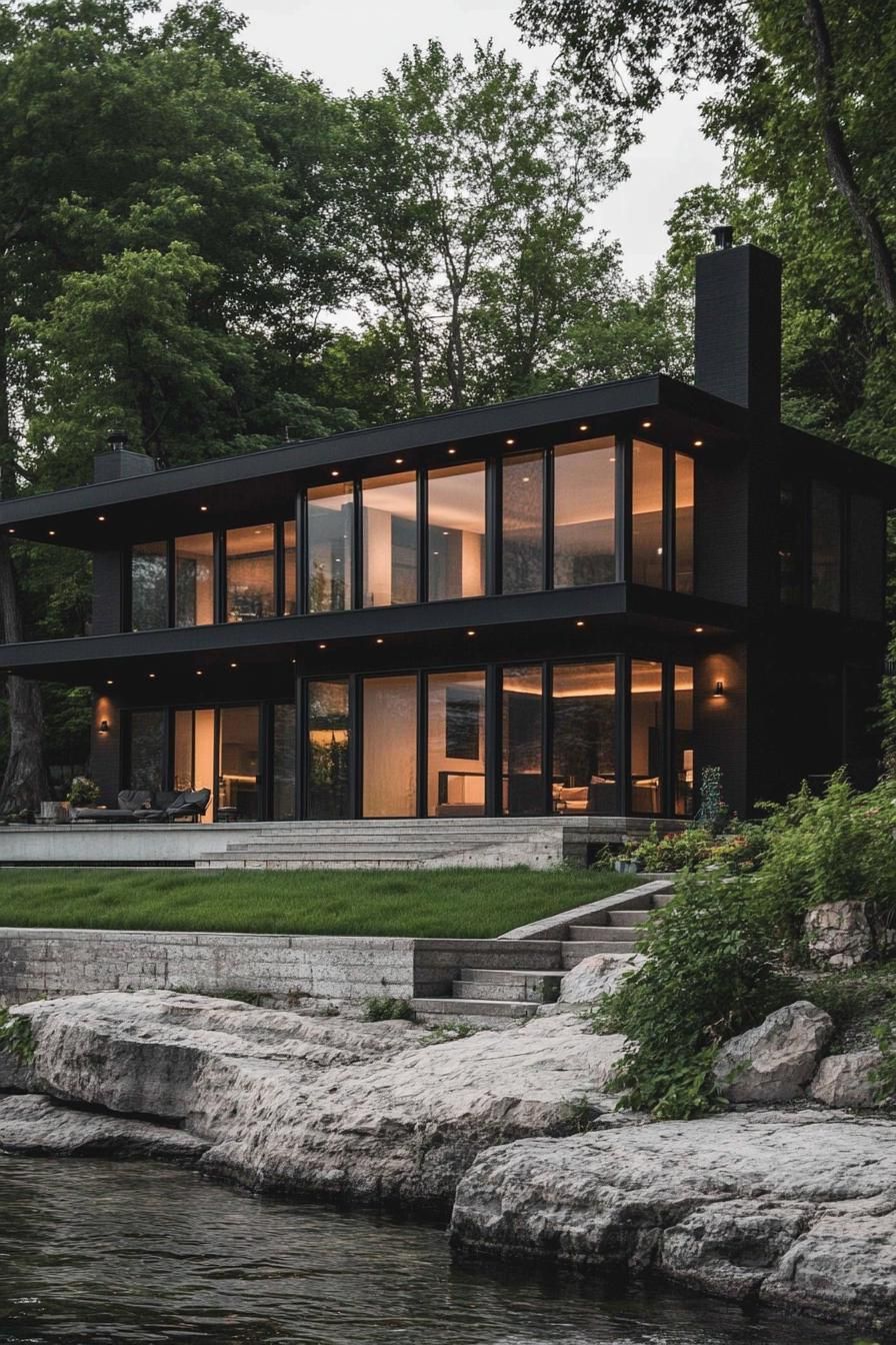Jet Black Stucco With Large Glass Windows - photo 2