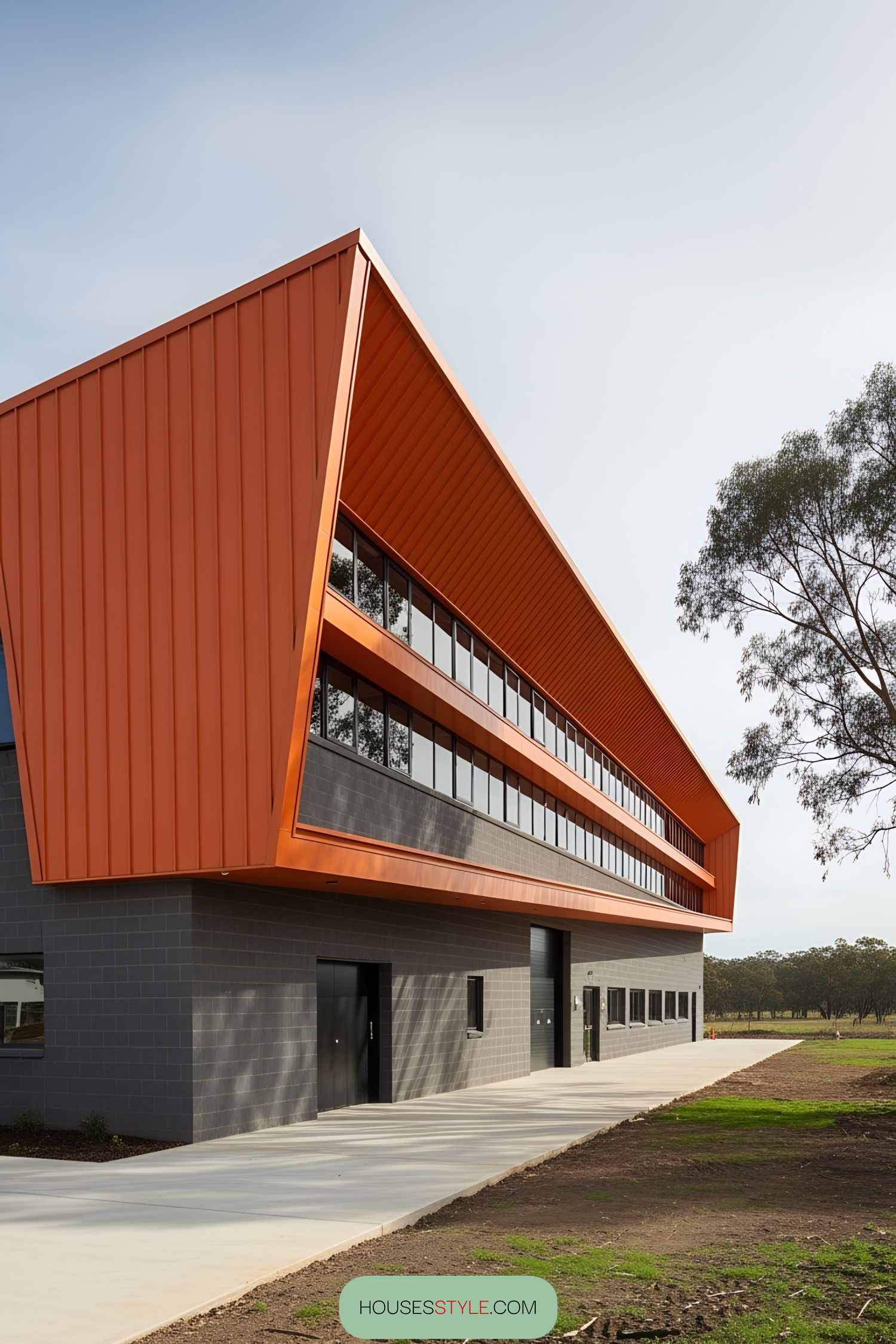 Orange Edge Details Along the Facade