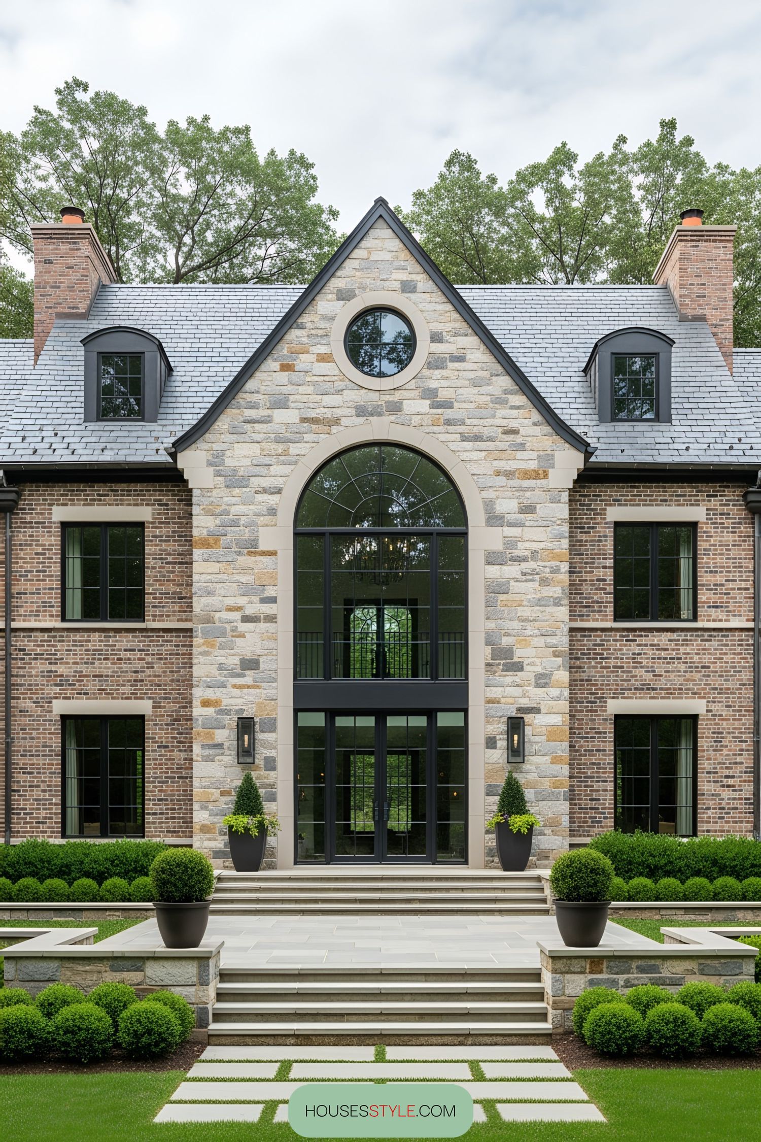 Grand Brick Castle With Circular Window