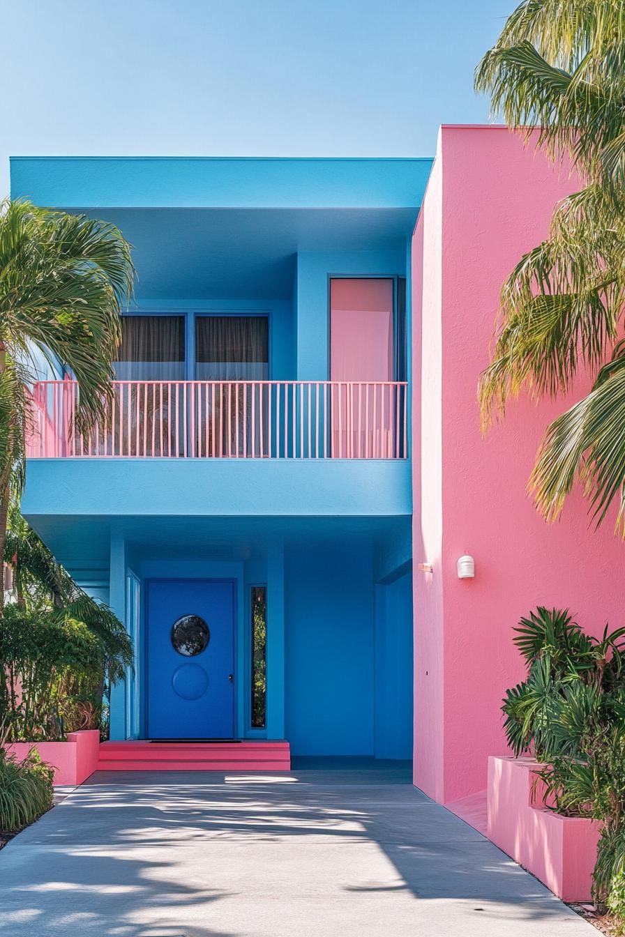 Electric Blue and Pastel Pink Clean Lines