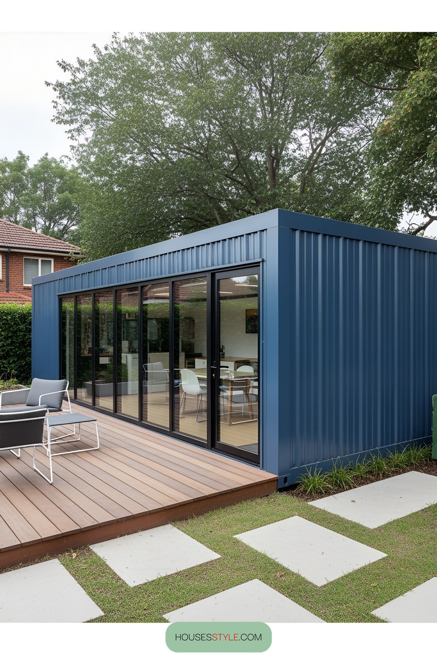 Blue-Toned Container Office With Modern Style