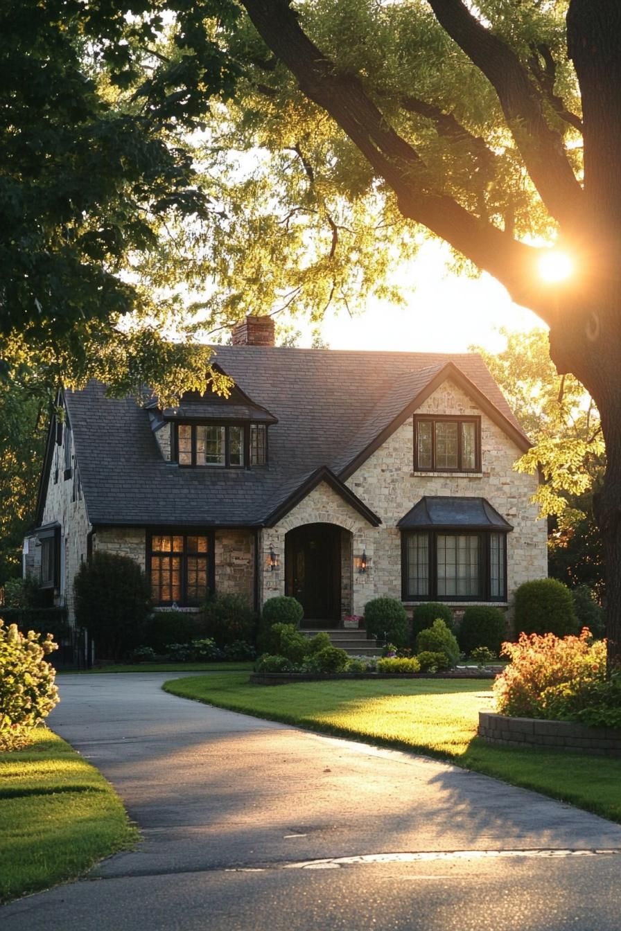 Stone Cottage Home In Warm Light