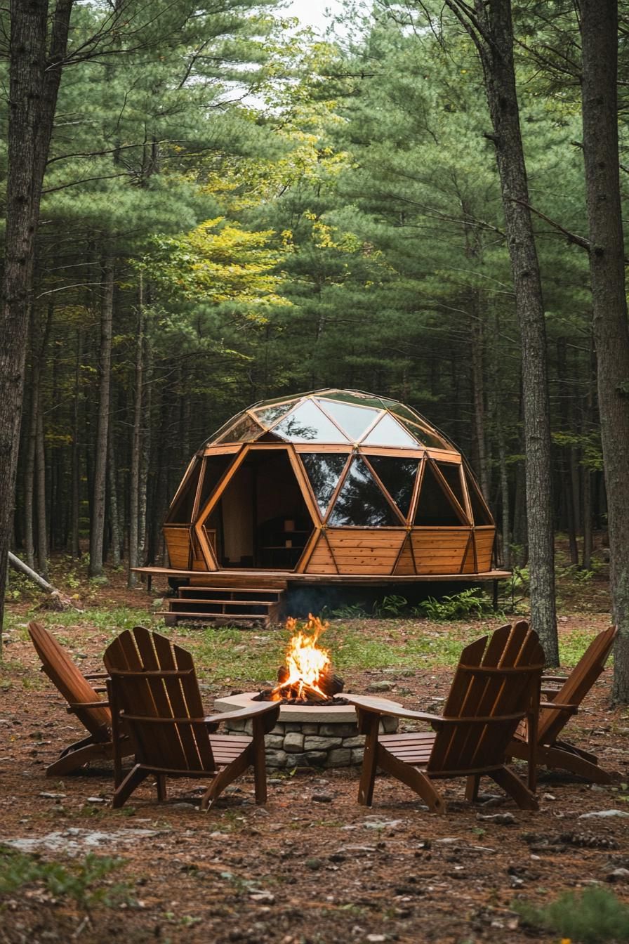 20) Cozy Dome Cabin Tucked in the Woods
