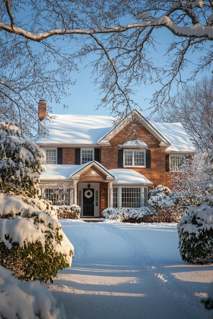 Snow-Covered Suburban House