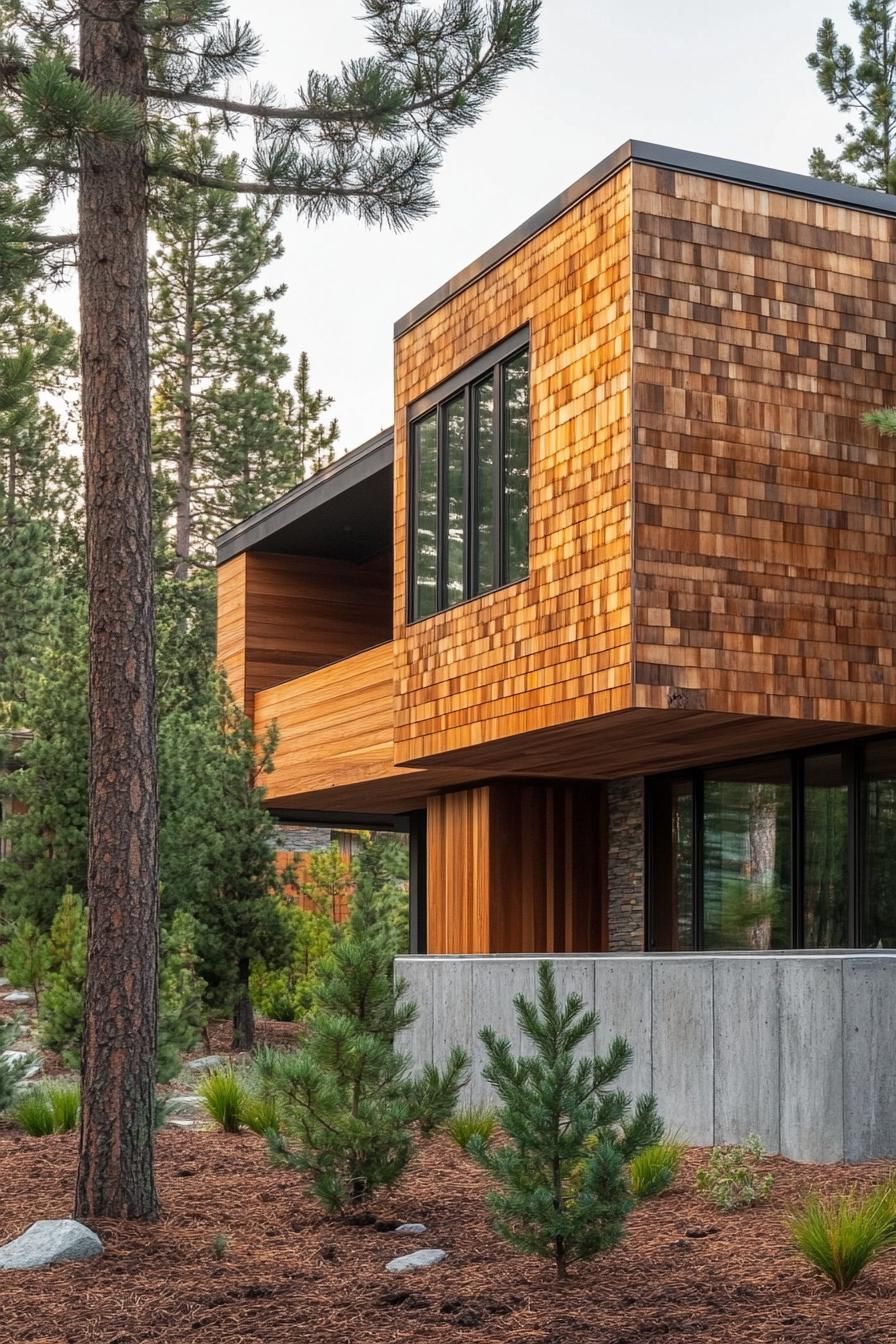 Wood Shingles Mixed With Smooth Concrete Walls - photo 4