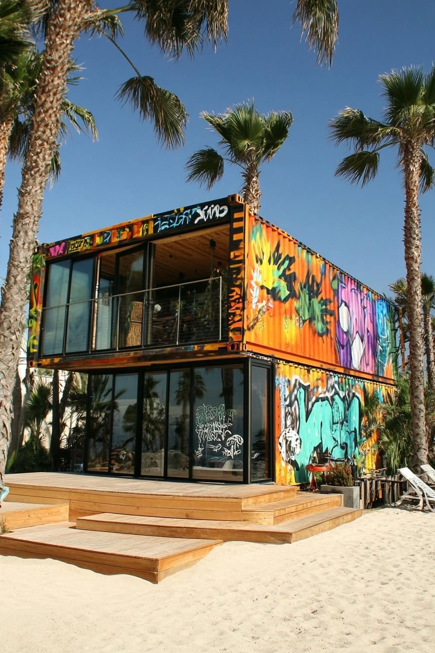 Upcycled Shipping Containers With Graffiti Art