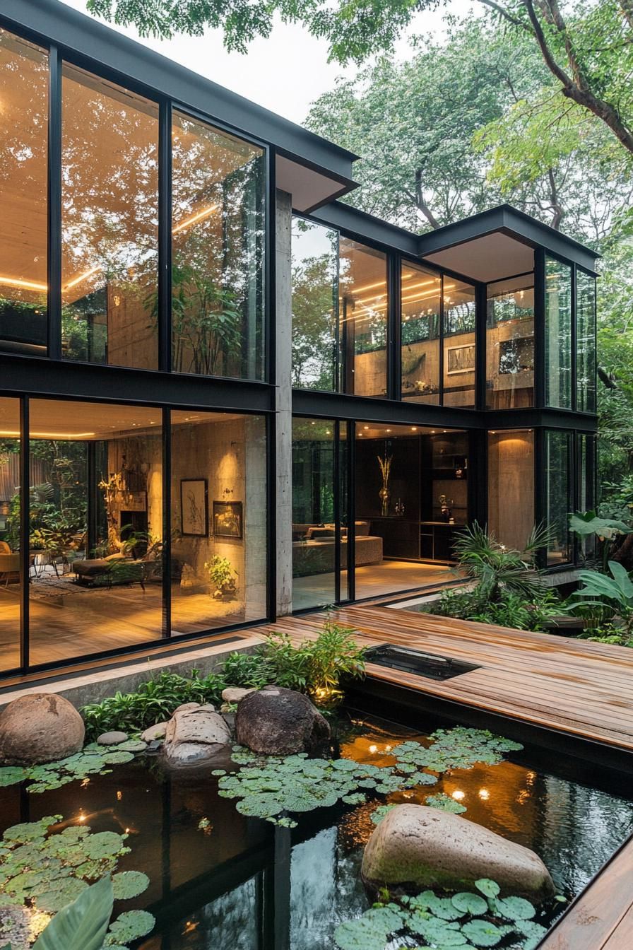 13. Courtyard With a Zen Glass Design