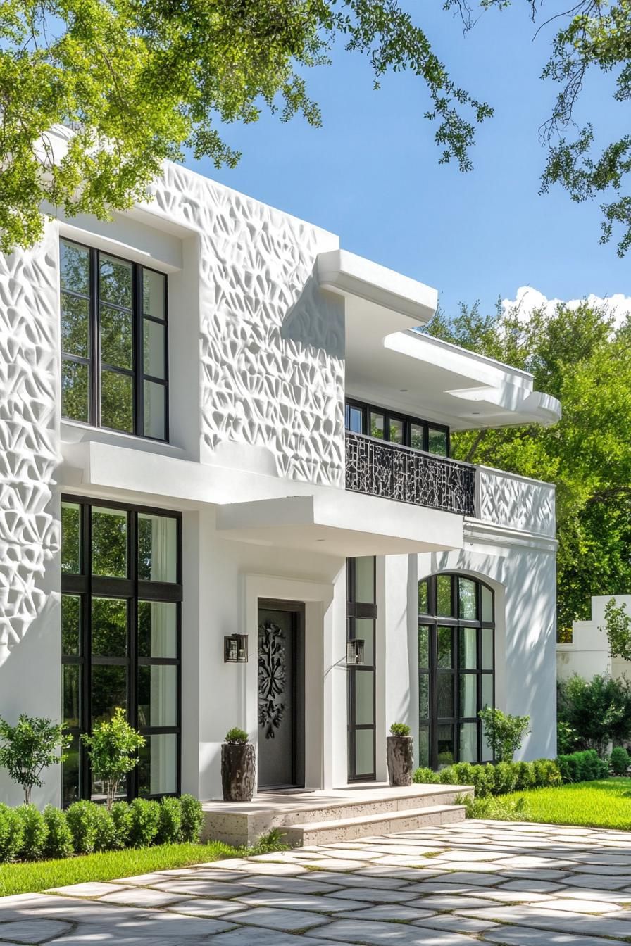 White Stucco Walls With Geometric Detailing - photo 2