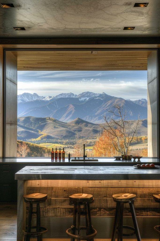 A Breakfast Bar Facing the Scenery