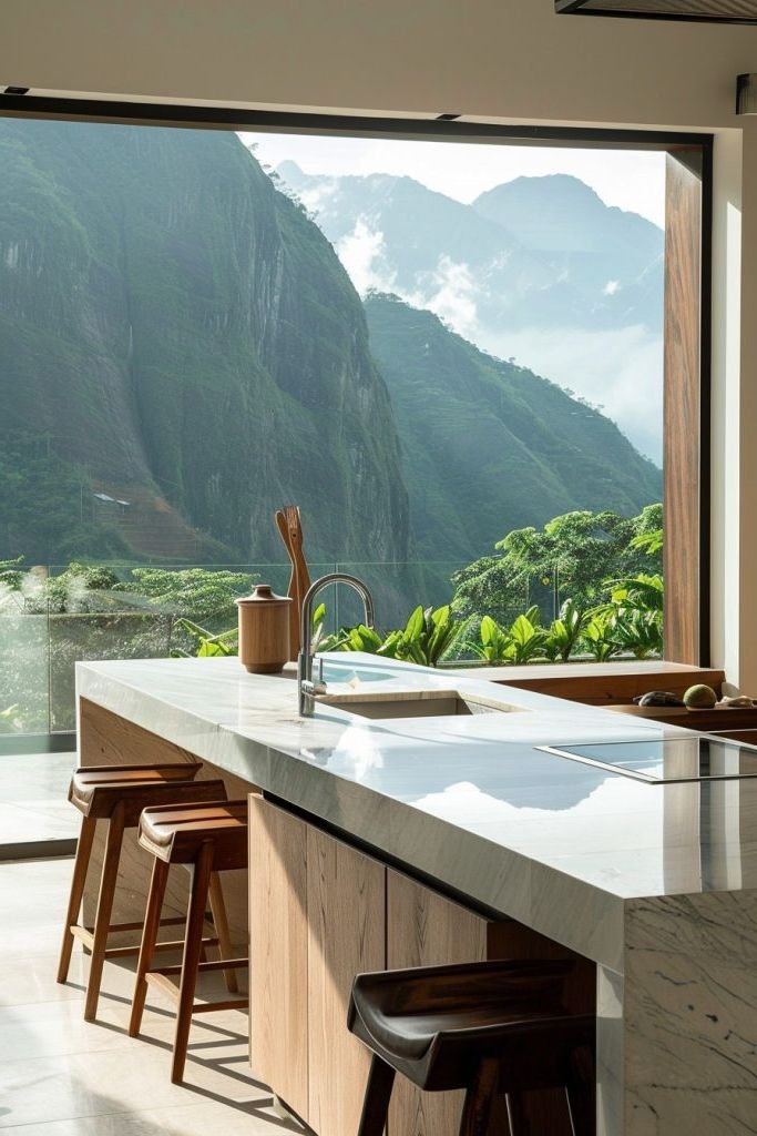 A Raised Island With Mountain Views