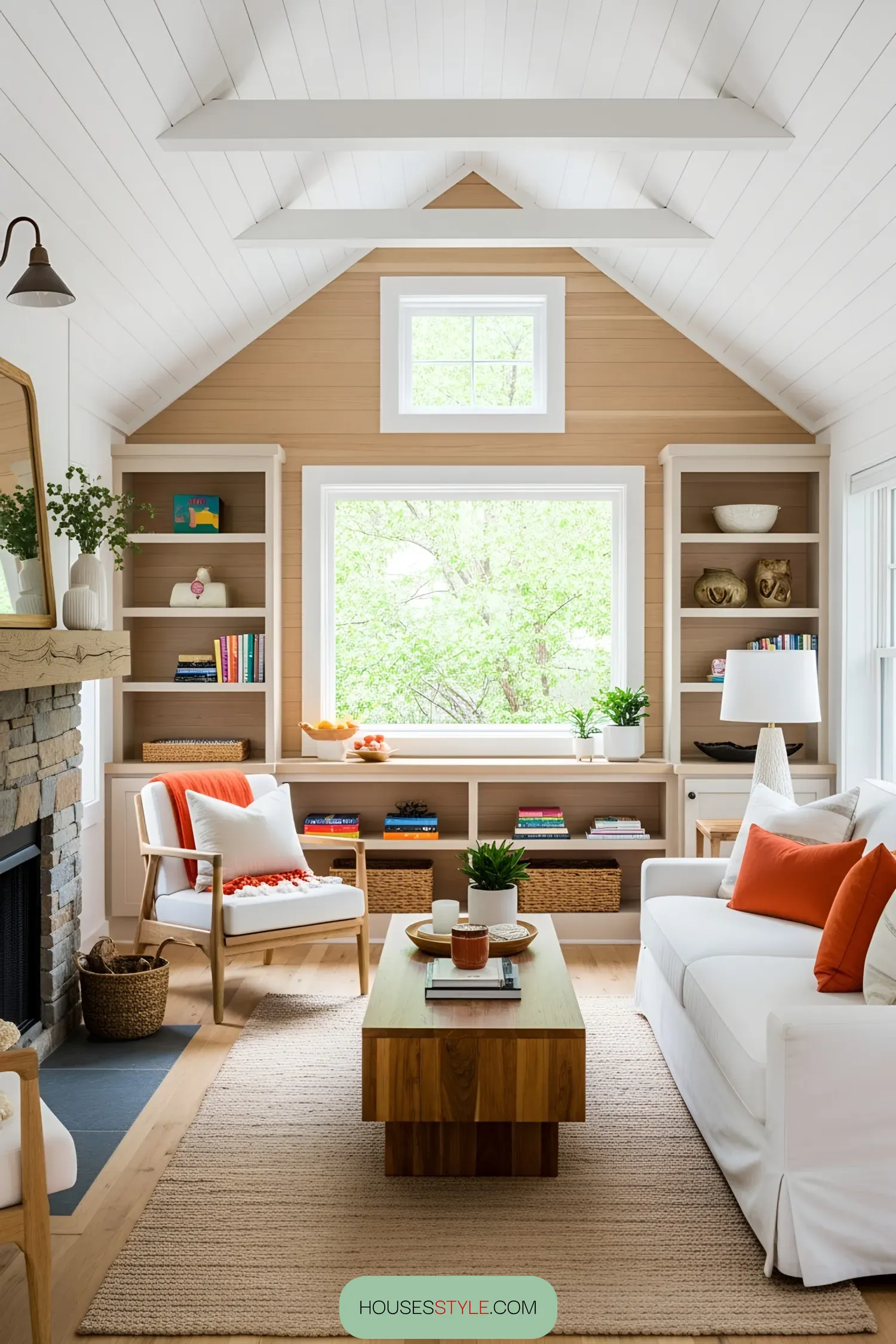Natural Wood Beams in a Cozy Nook