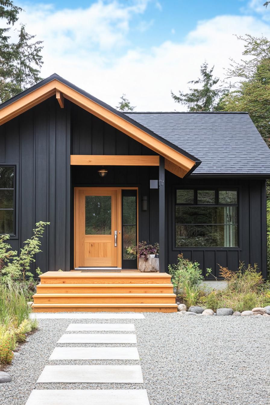 Dark Shiplap Siding With Wood Accents - photo 3