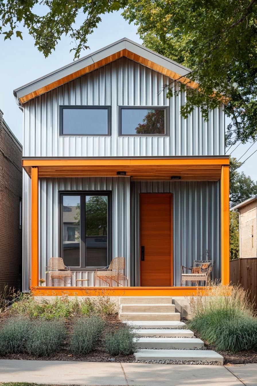 Corrugated Iron Siding With Exposed Wood Beams - photo 2