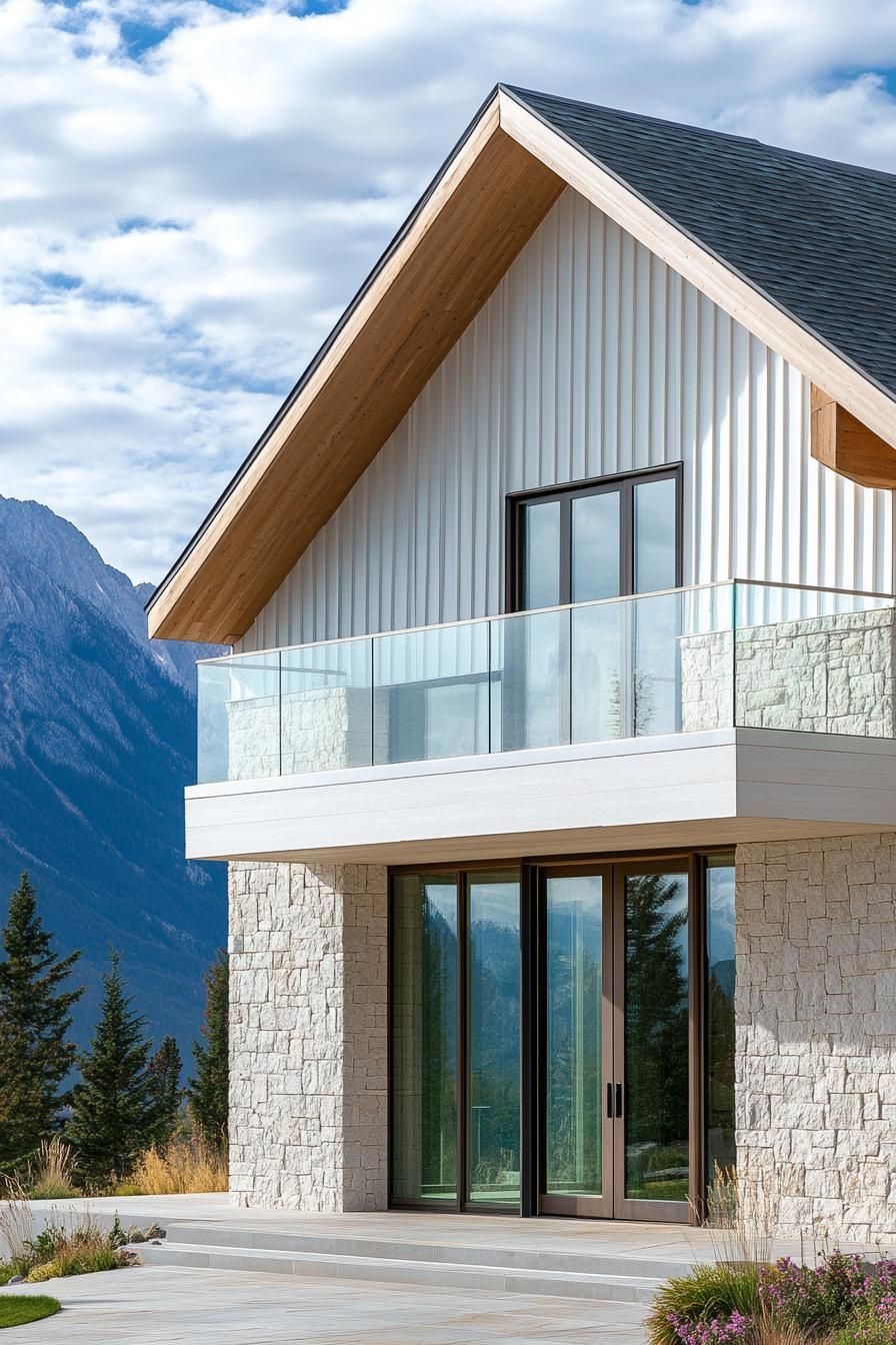 White Wood Siding with Glass Balconies - photo 2