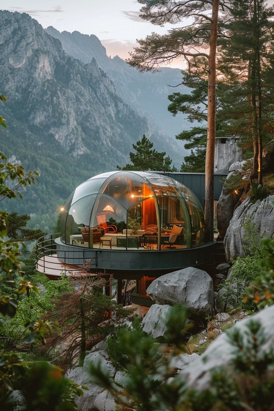Solar-Powered Dome Glass Cabin