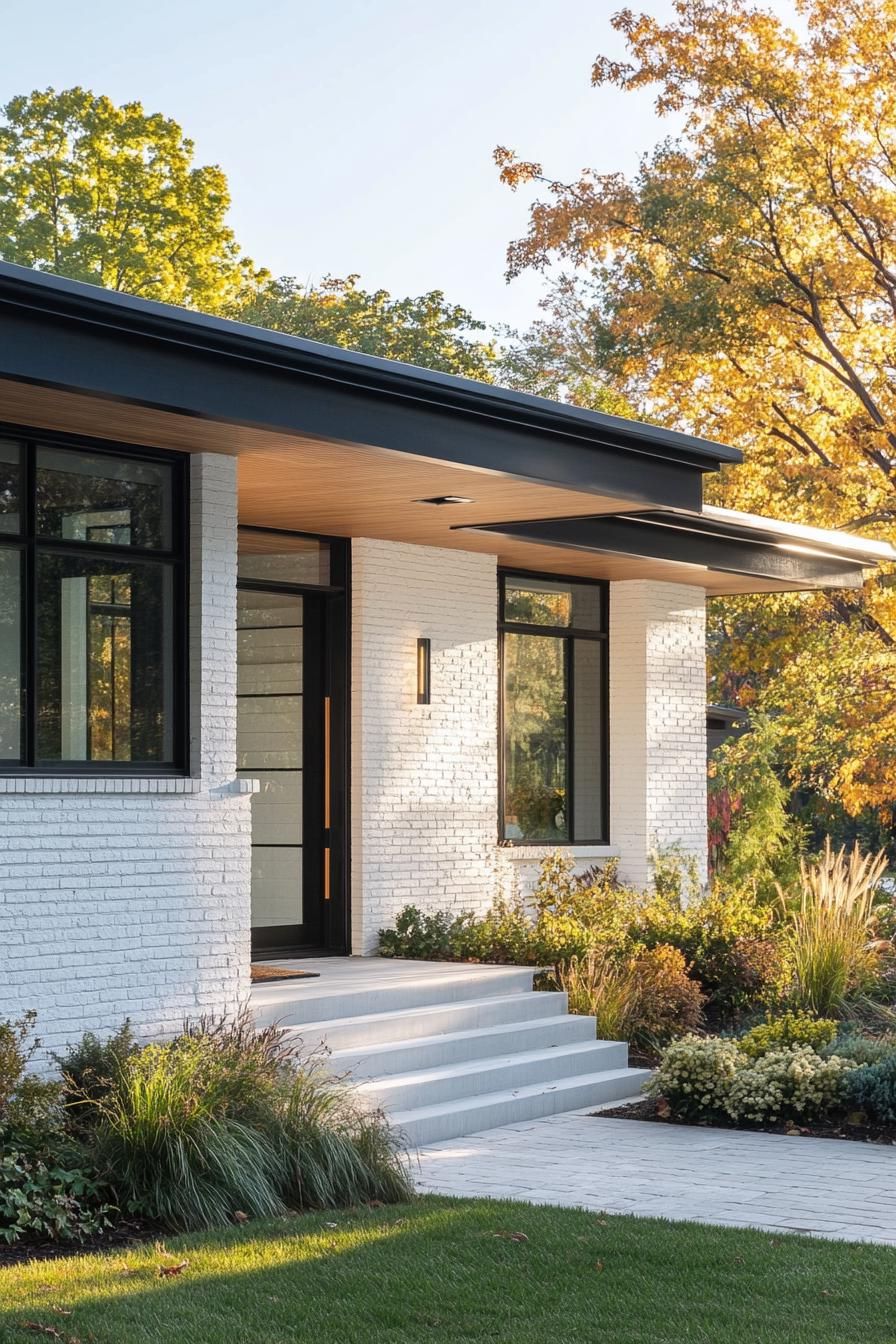 White Brick Paired With Natural Wood Details