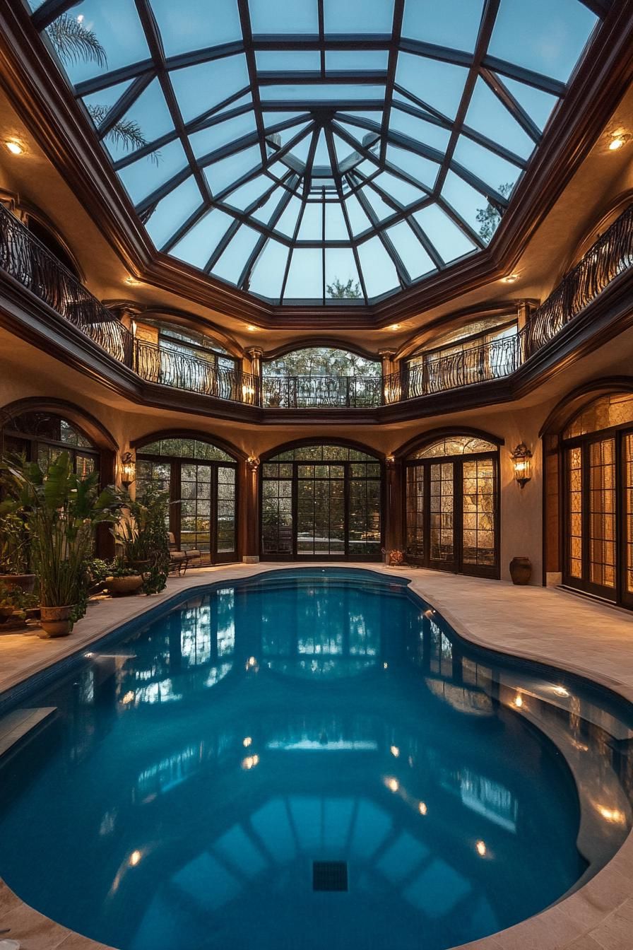 Indoor Oasis Topped With a Dome Skylight