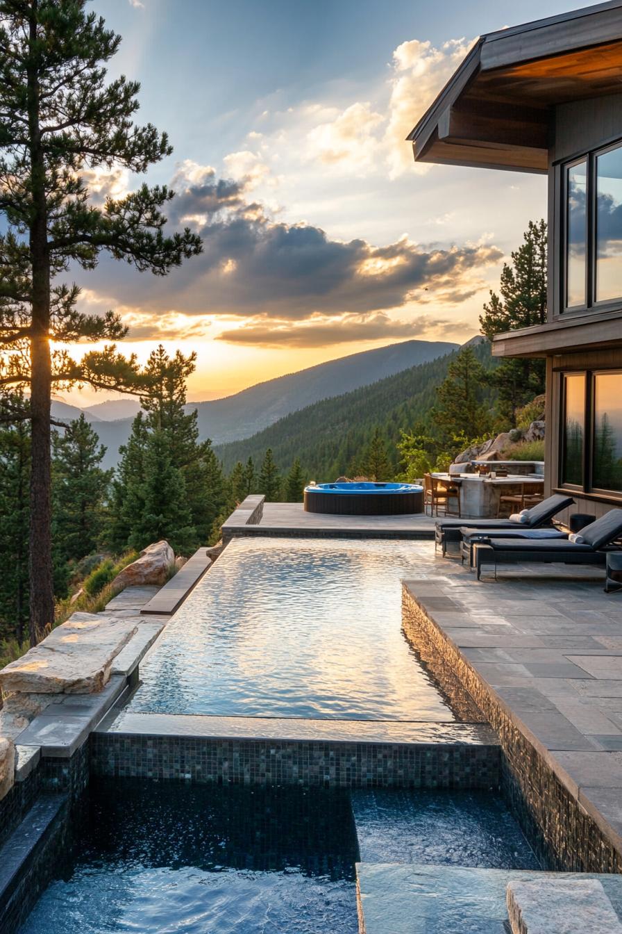 Hot Tub Built Into the Pool
