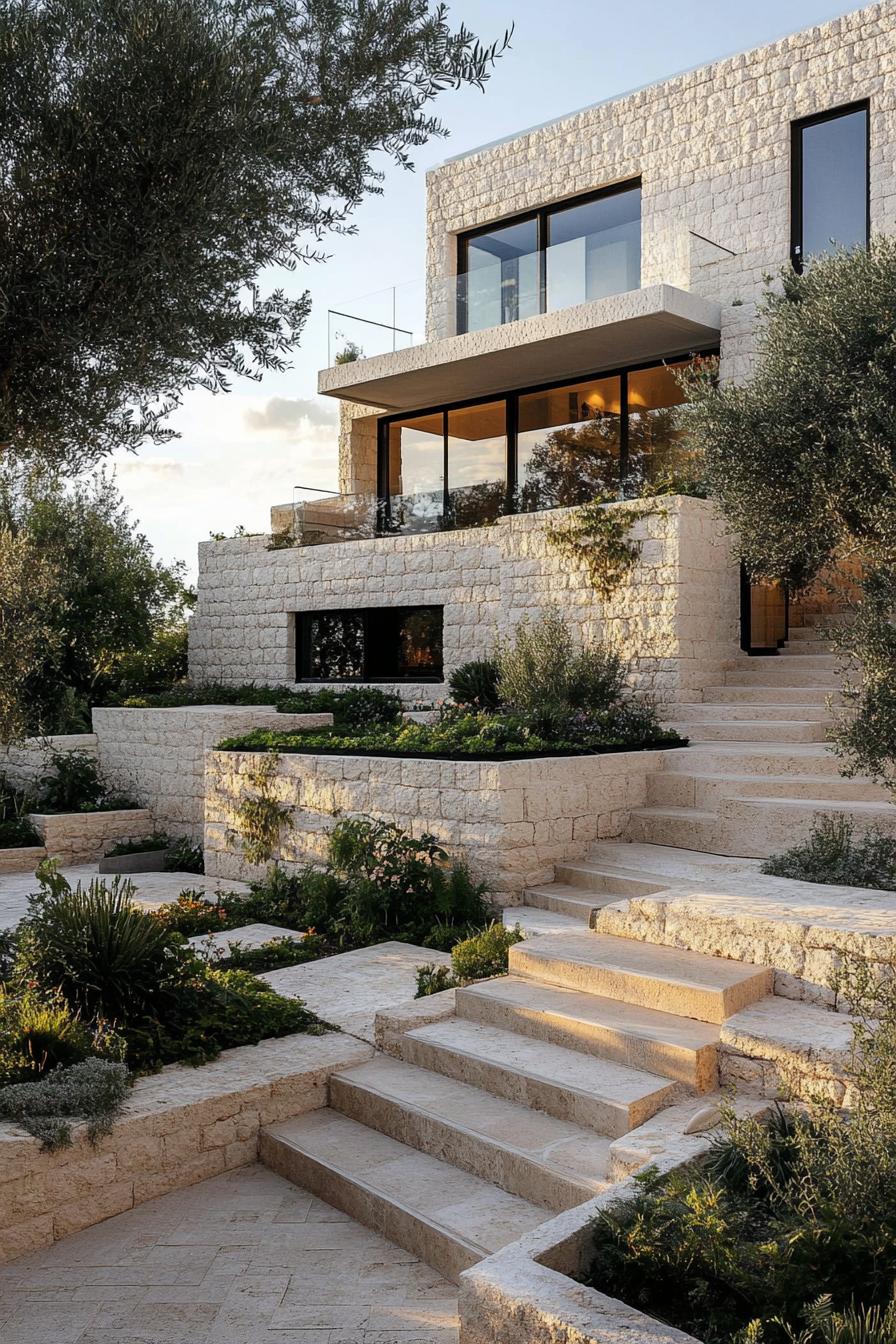 Modern Stone Fortress in Nature