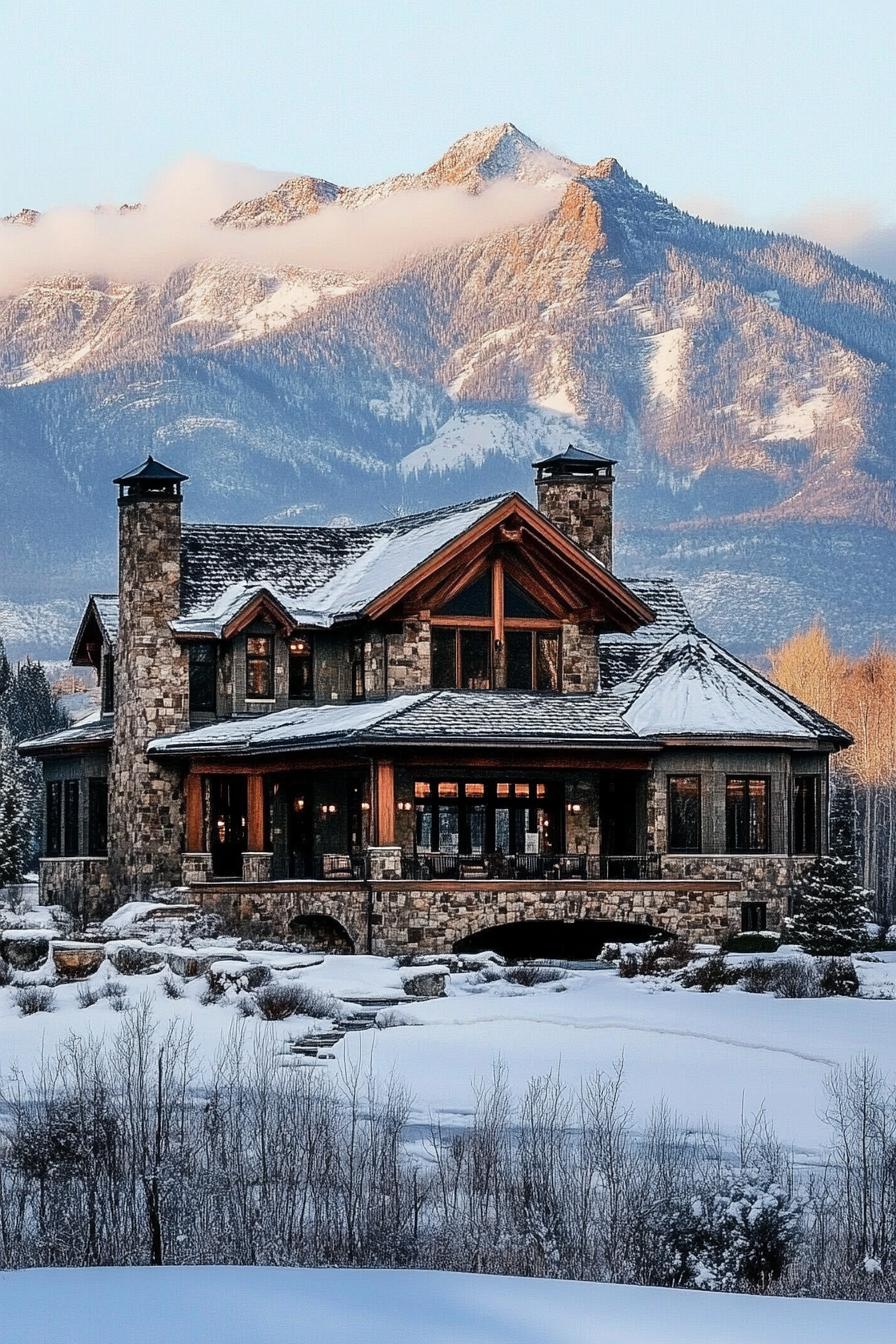 23) The Modern Stone Manor in the Mountains