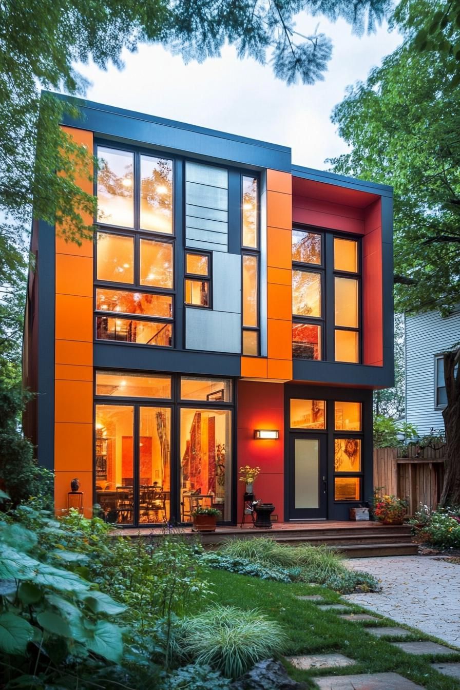 Bold Colors and Asymmetrical Window Designs