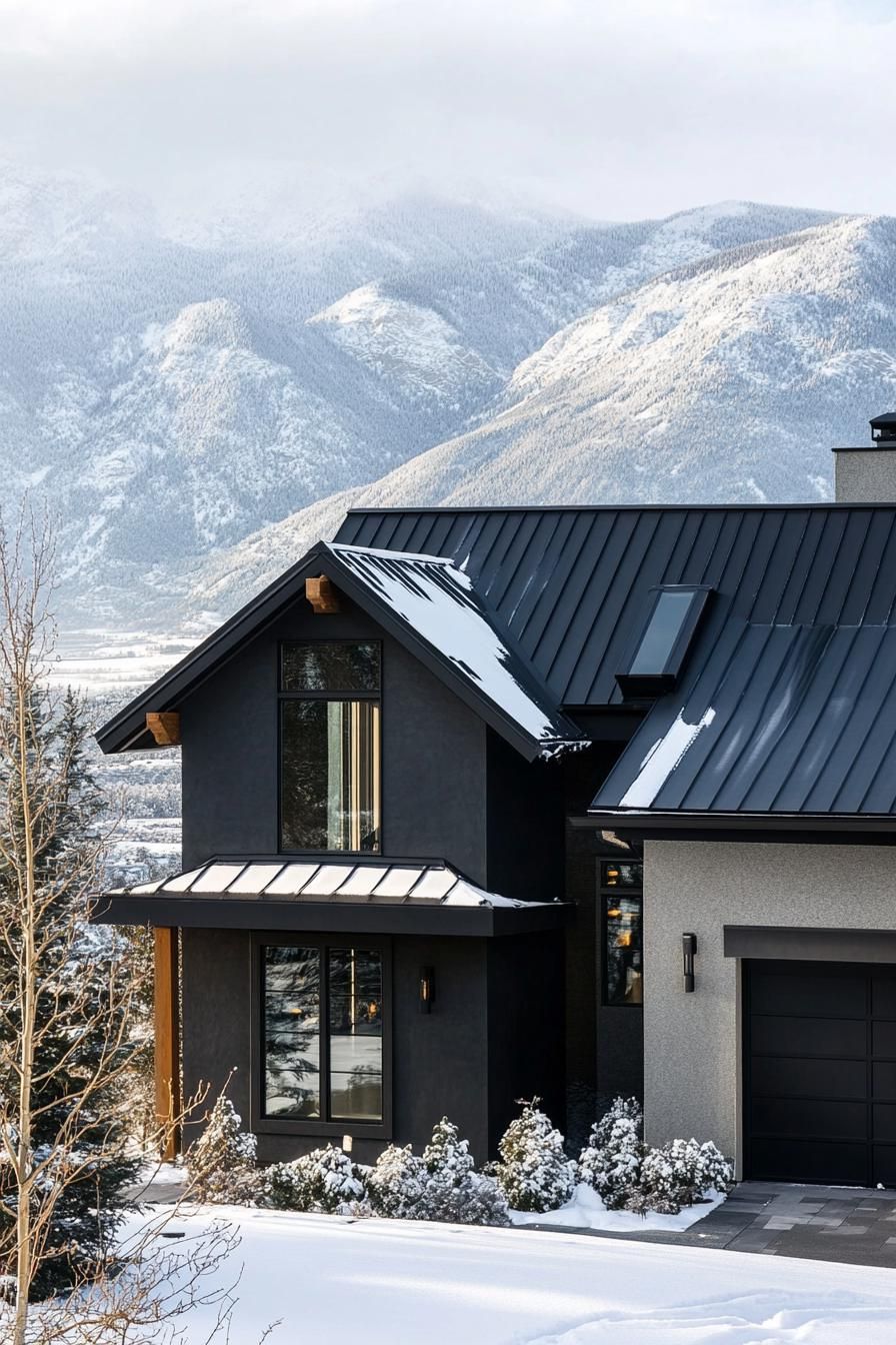 Charcoal Stucco Walls Under A Black Metal Roof - photo 2