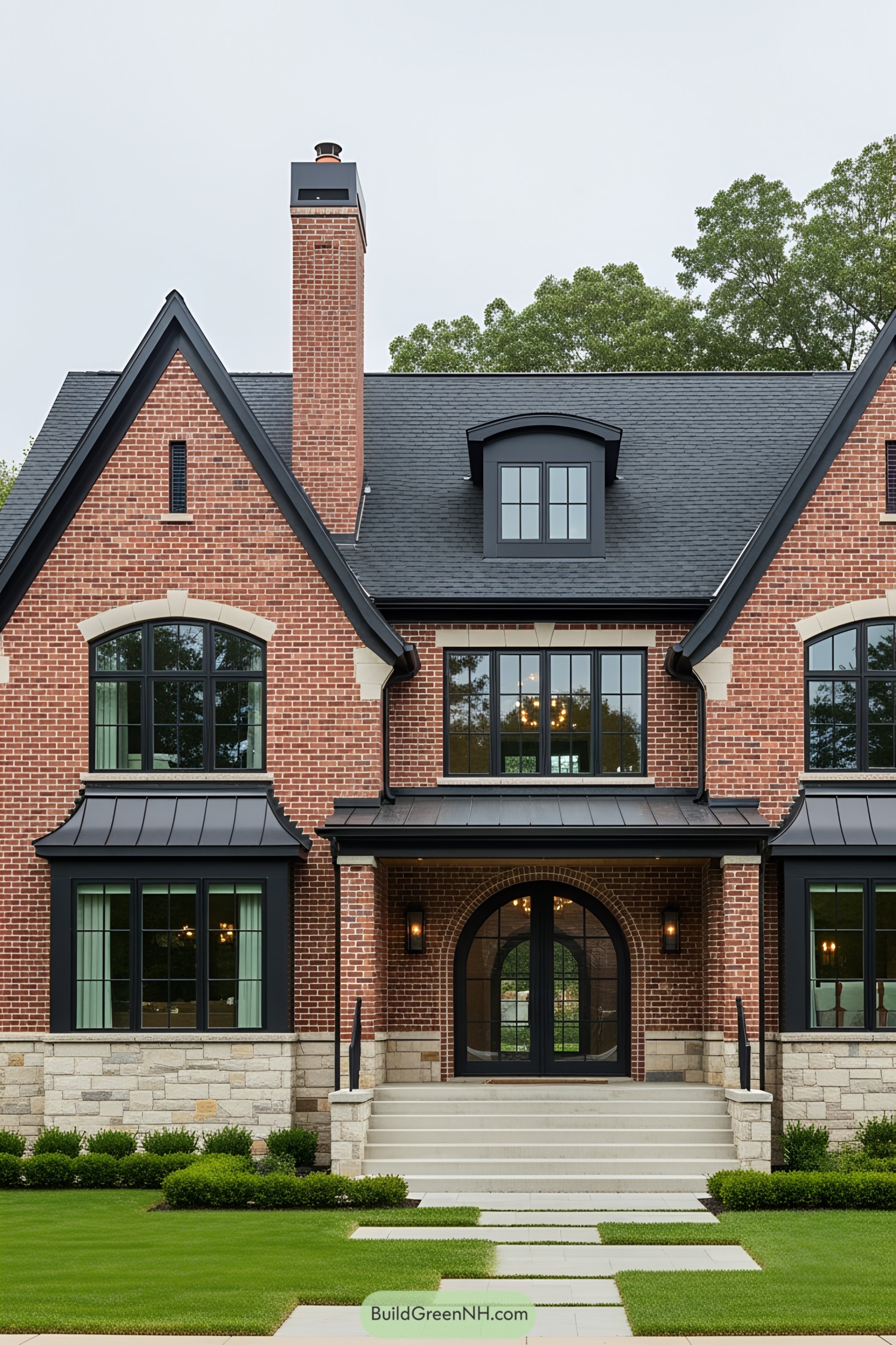 Brick Haven With Dramatic Roof Eaves