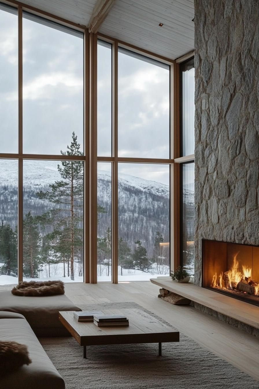 Contemporary Mountain Home With Minimalist Stone Fireplace - photo 4